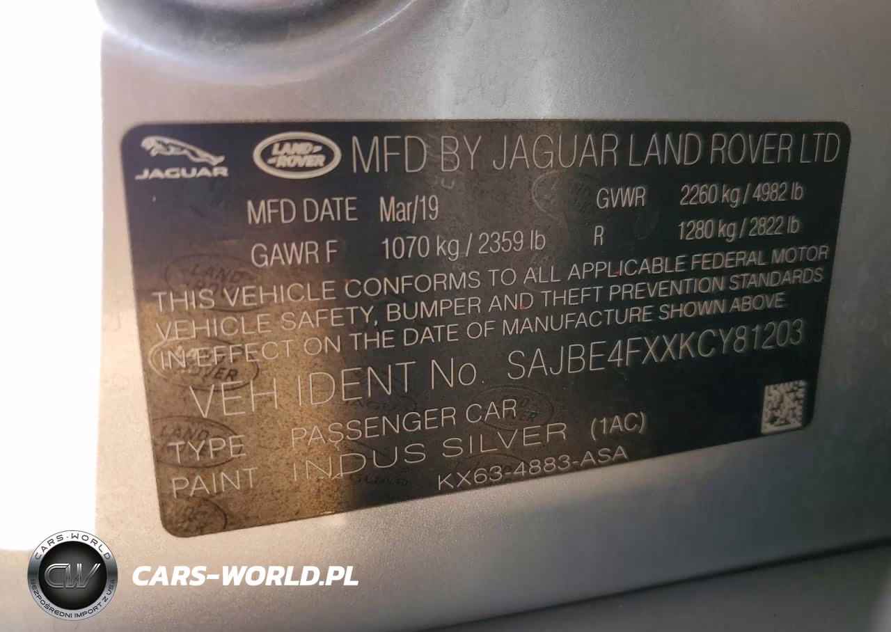 2019 Jaguar Xf Prestige VIN:SAJBE4FXXKCY81203 - 12