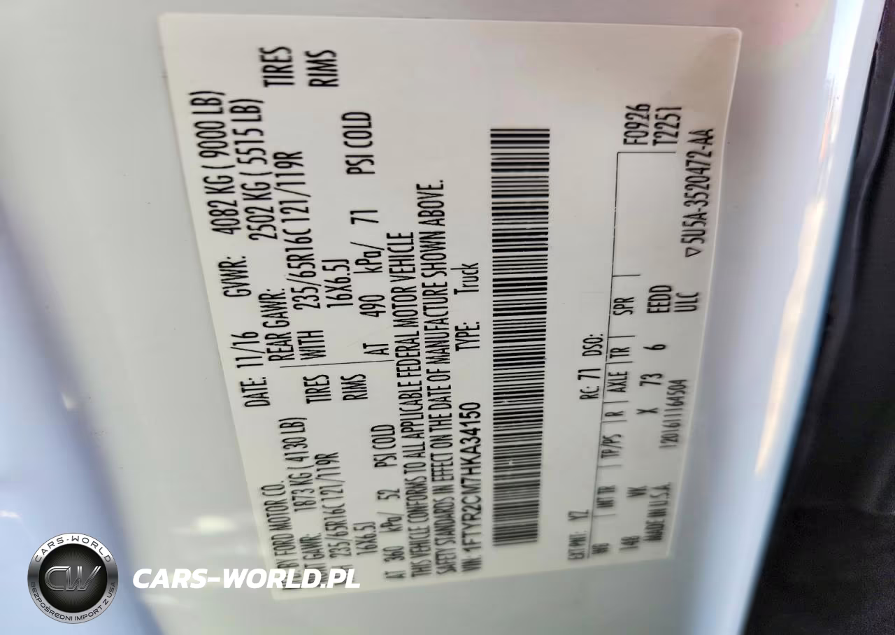 2017 Ford Transit T-250 VIN:1FTYR2CM7HKA34150 - 13