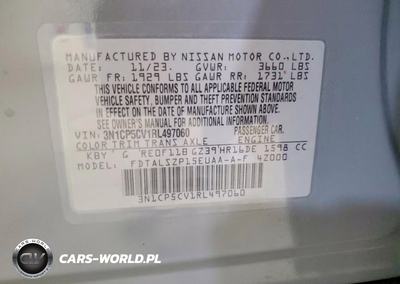 2024 Nissan Kicks Sv VIN:3N1CP5CV1RL497060 - 13