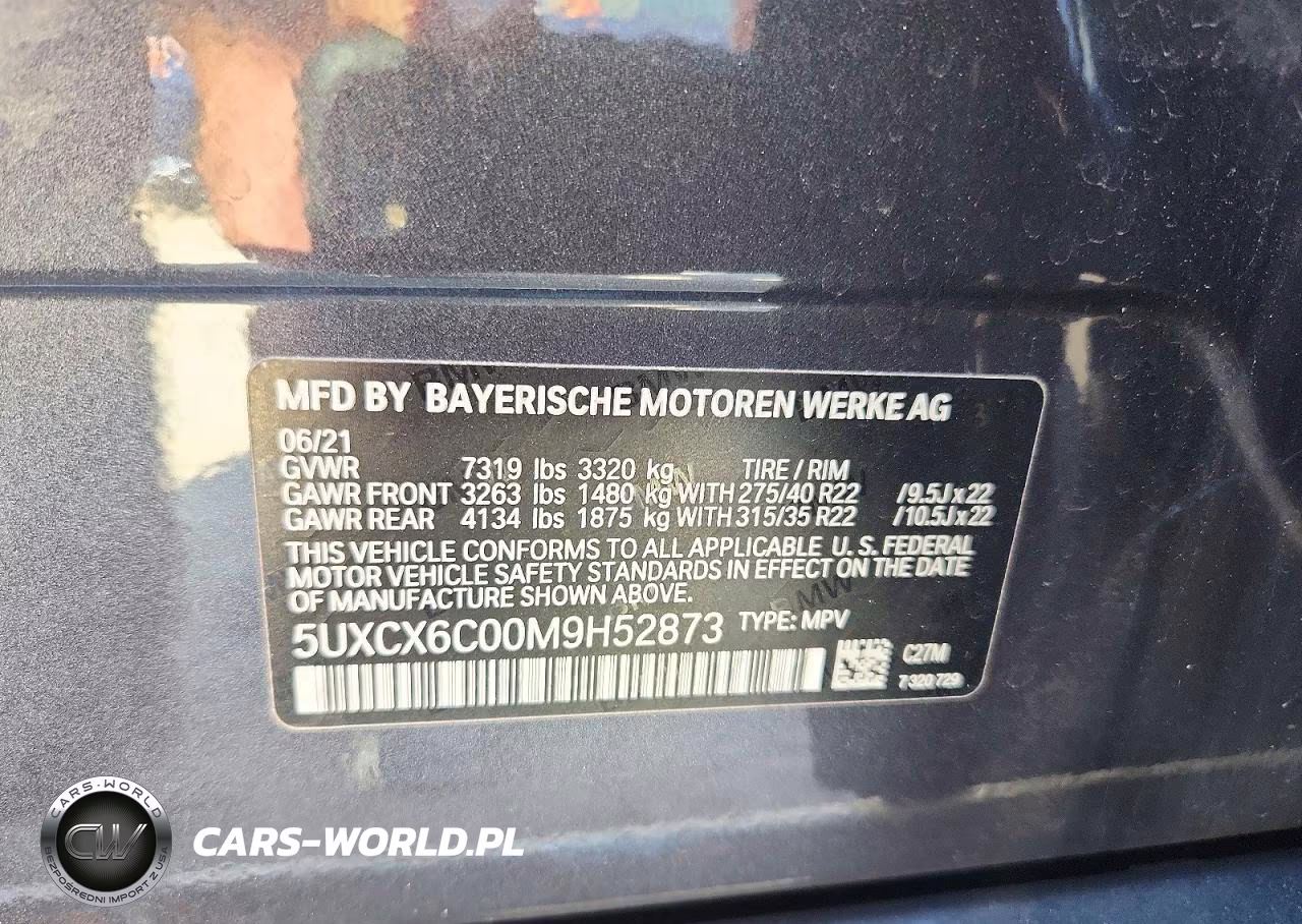 2021 BMW X7 M50I VIN:5UXCX6C00M9H52873 - 13
