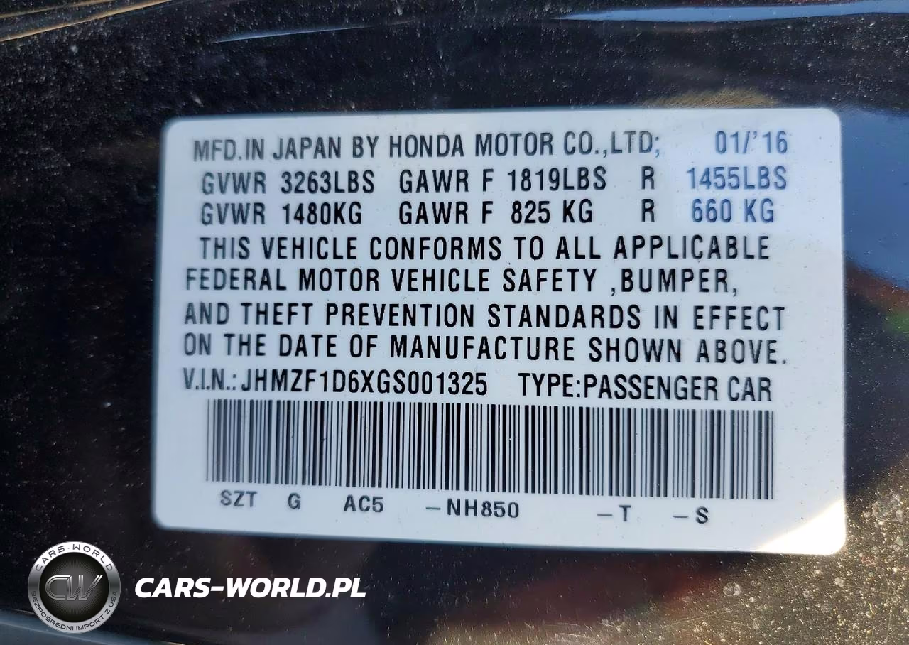 2016 Honda Cr-Z Ex VIN:JHMZF1D6XGS001325 - 12