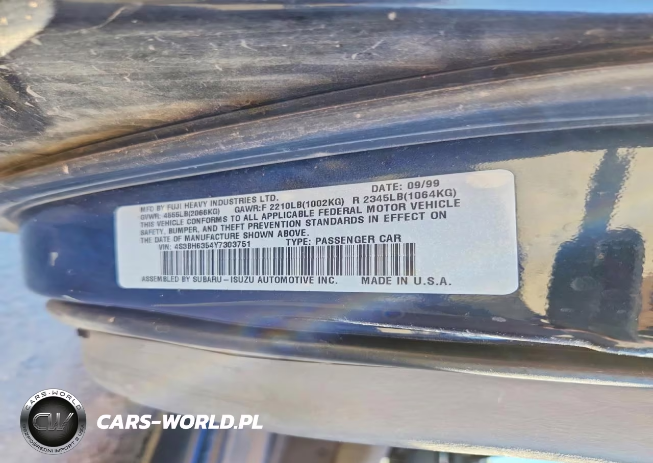 2000 Subaru Legacy L VIN:4S3BH6354Y7303751 - 12