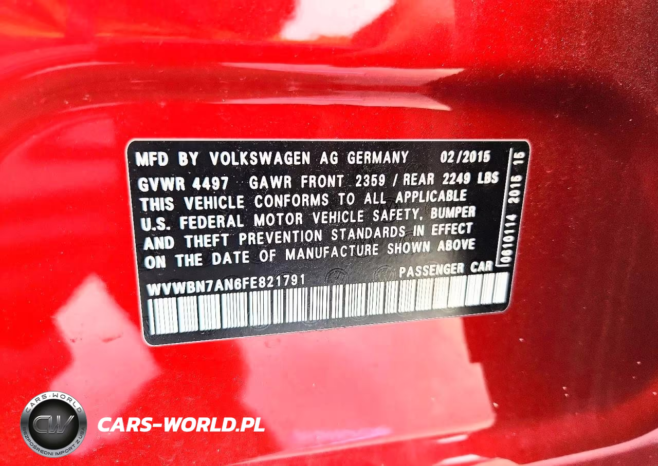 2015 Volkswagen Cc Sport VIN:WVWBN7AN6FE821791 - 12