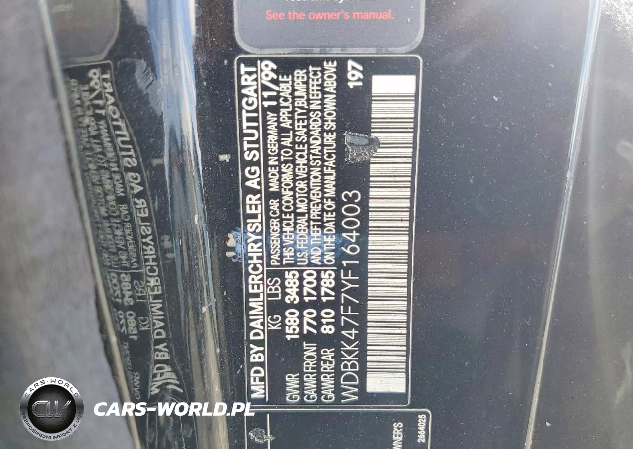 2000 Mercedes-Benz Slk 230 Kompressor VIN:WDBKK47F7YF164003 - 12
