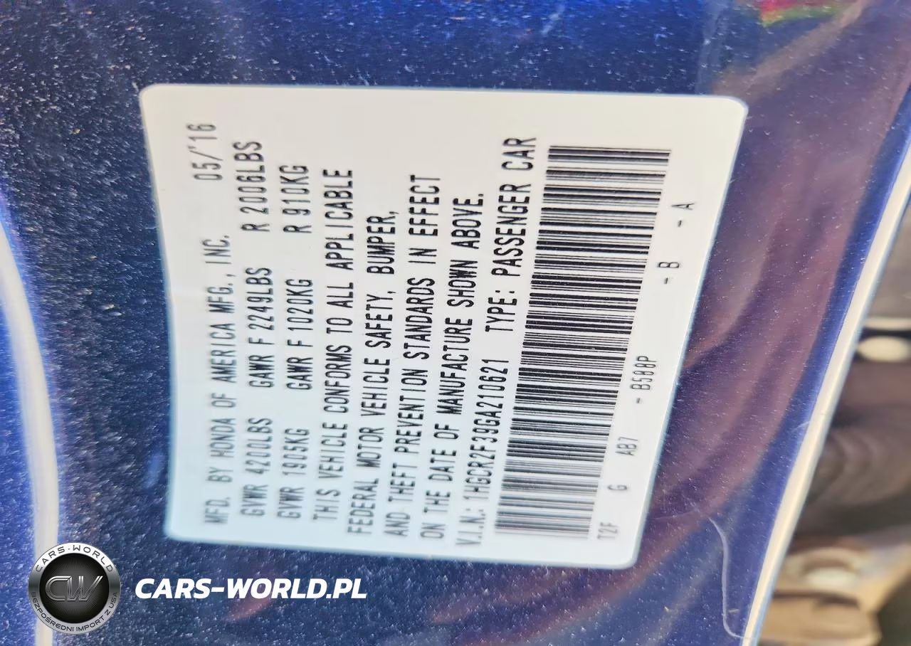 2016 Honda Accord Lx VIN:1HGCR2F39GA210621 - 13