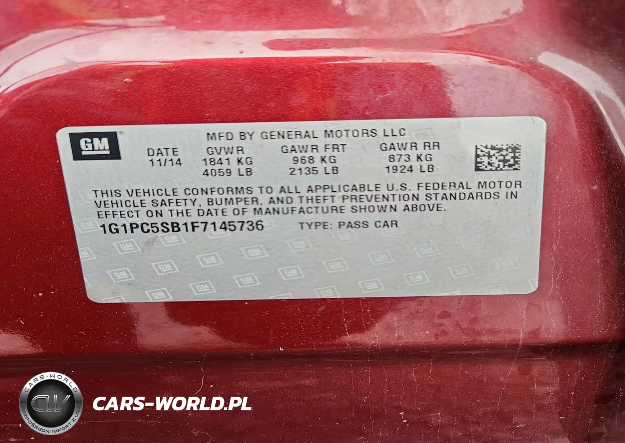 2015 Chevrolet Cruze Lt VIN:1G1PC5SB1F7145736 - 13