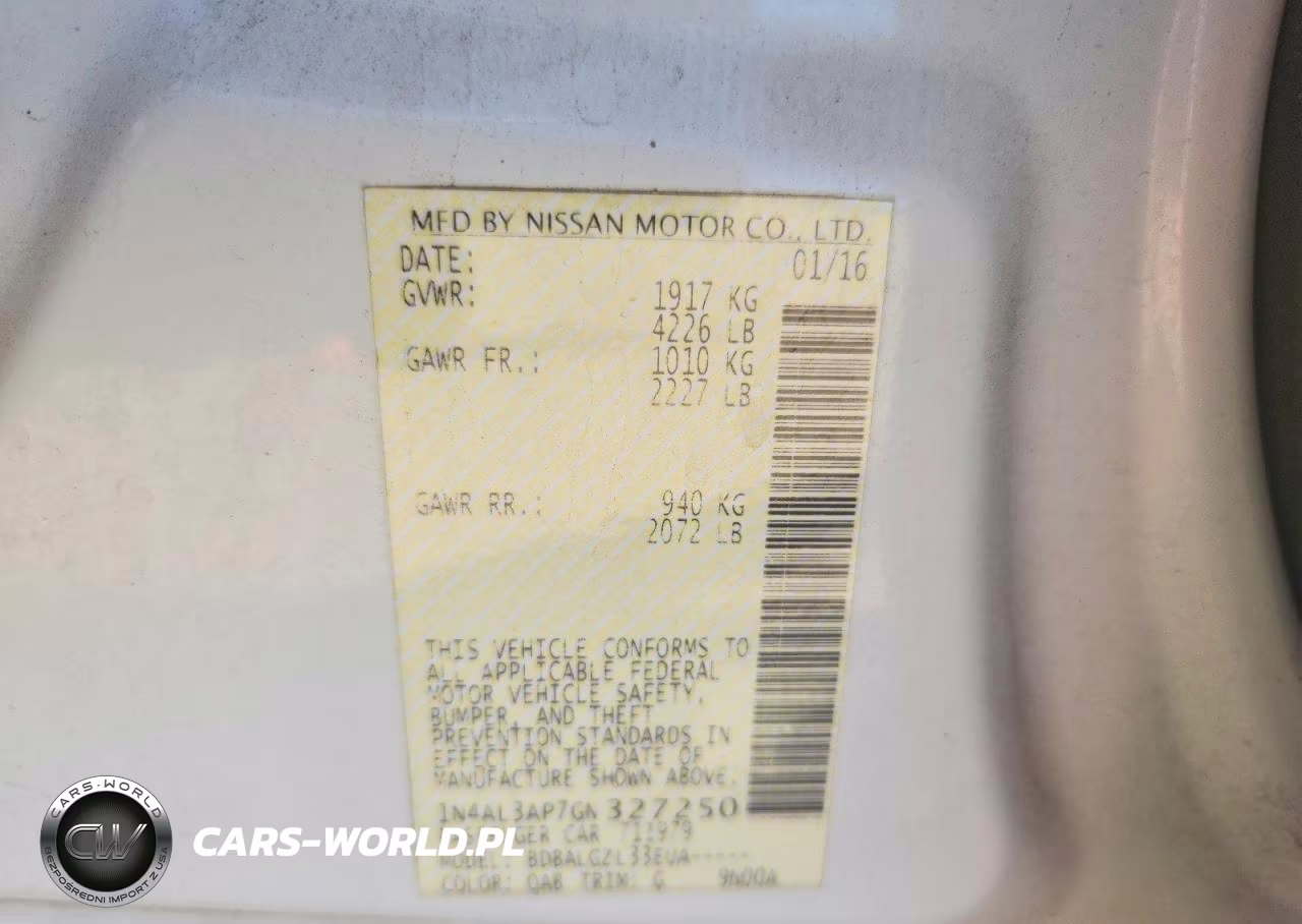 2016 Nissan Altim A 2.5 S VIN:1N4AL3AP7GN327250 - 12