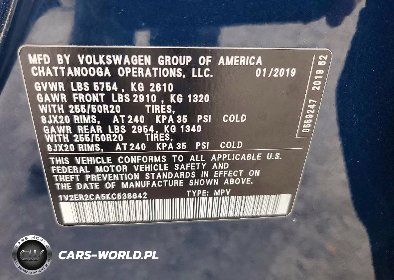 2019 Volkswagen Atlas Sel VIN:1V2ER2CA5KC538642 - 14