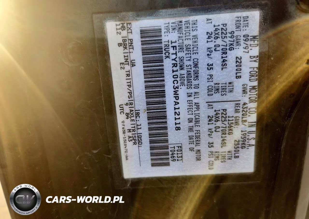 1998 Ford Ranger VIN:1FTYR10C3WPA12118 - 12