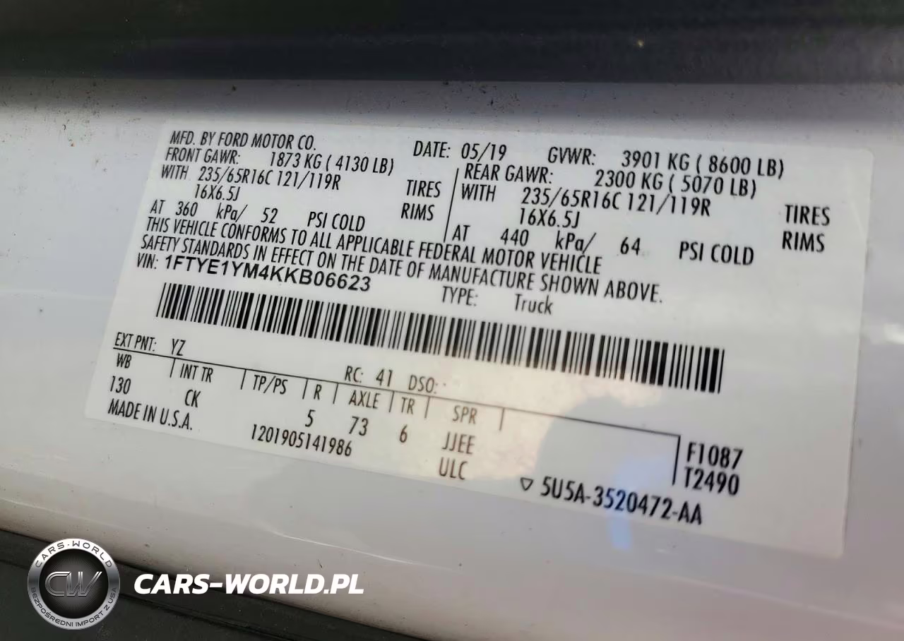 2019 Ford Transit T-150 VIN:1FTYE1YM4KKB06623 - 13