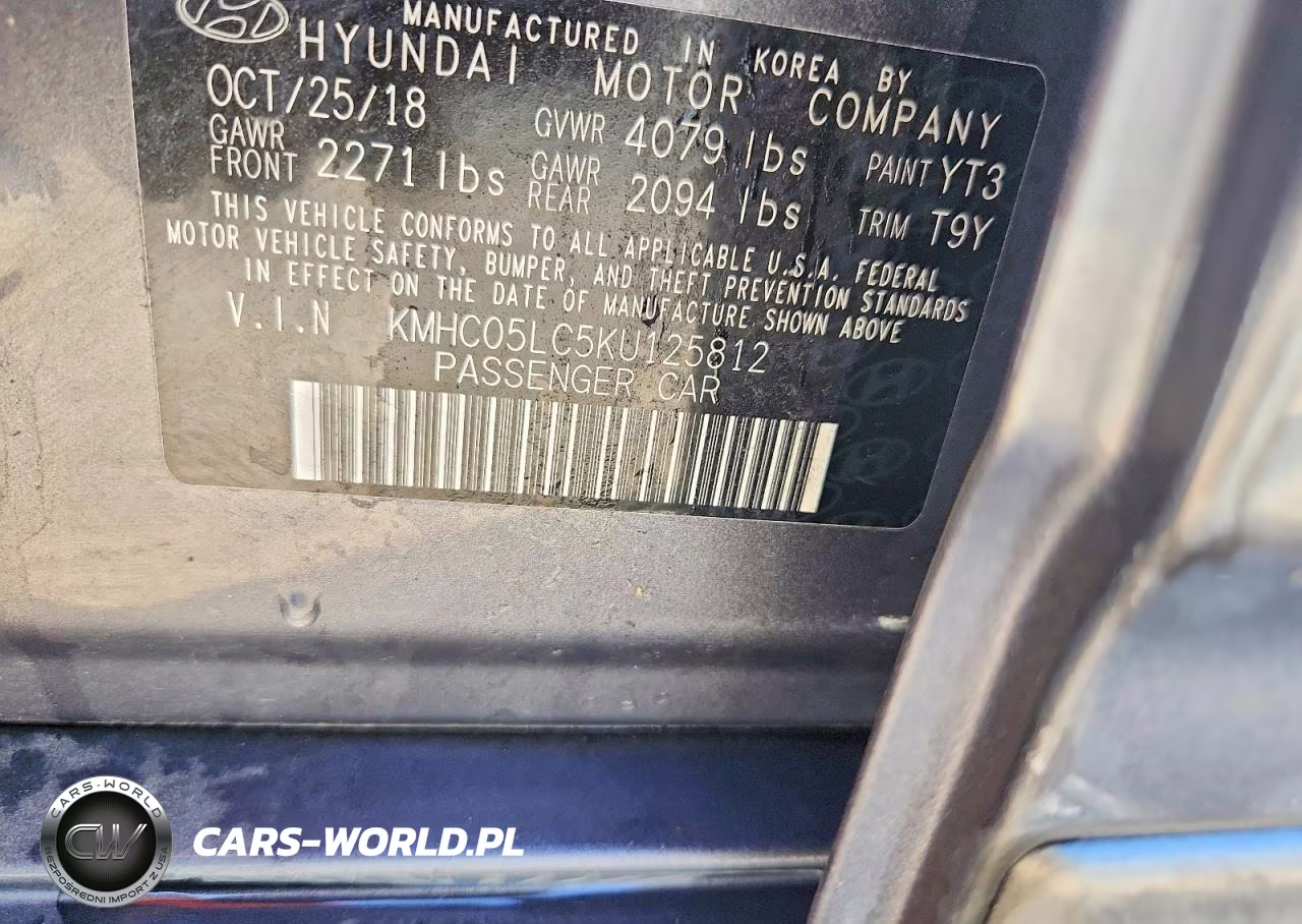 2019 Hyundai Ioniq Limited VIN:KMHC05LC5KU125812 - 12