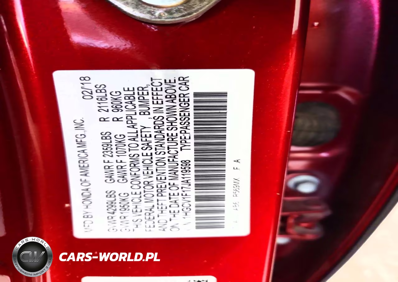 2018 Honda Accord Lx VIN:1HGCV1F17JA119598 - 12