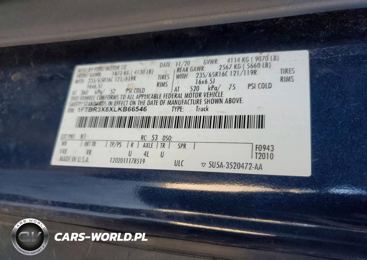 2020 Ford Transit 250 Delivery Van VIN:1FTBR3X8XLKB66546 - 13