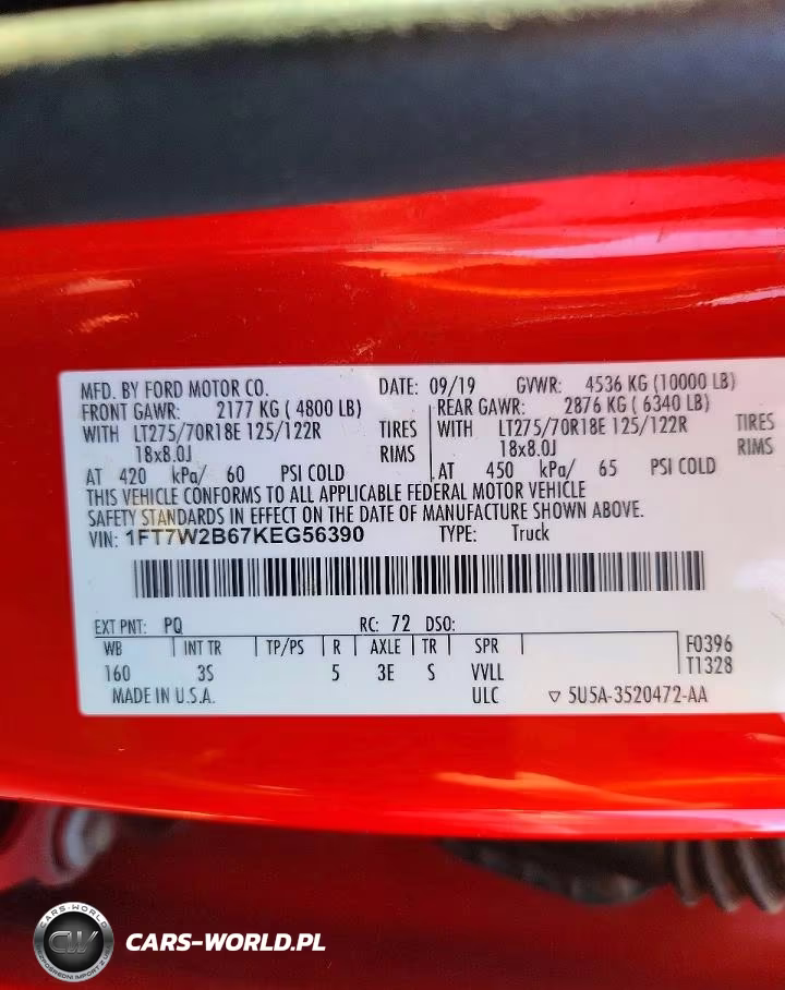 2019 Ford F250 Super Duty VIN:1FT7W2B67KEG56390 - 12