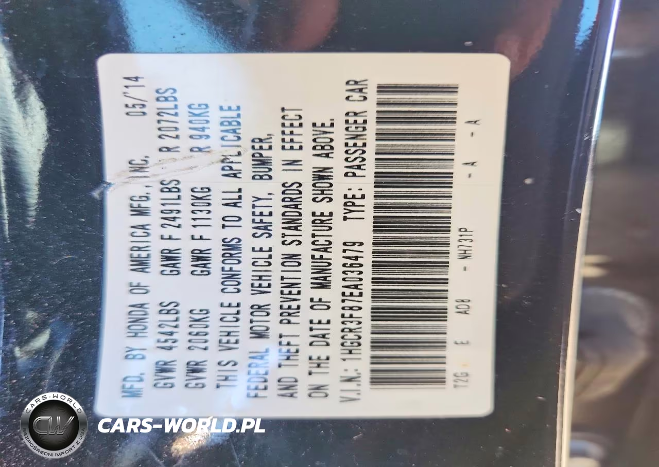 2014 Honda Accord Exl VIN:1HGCR3F87EA036479 - 13