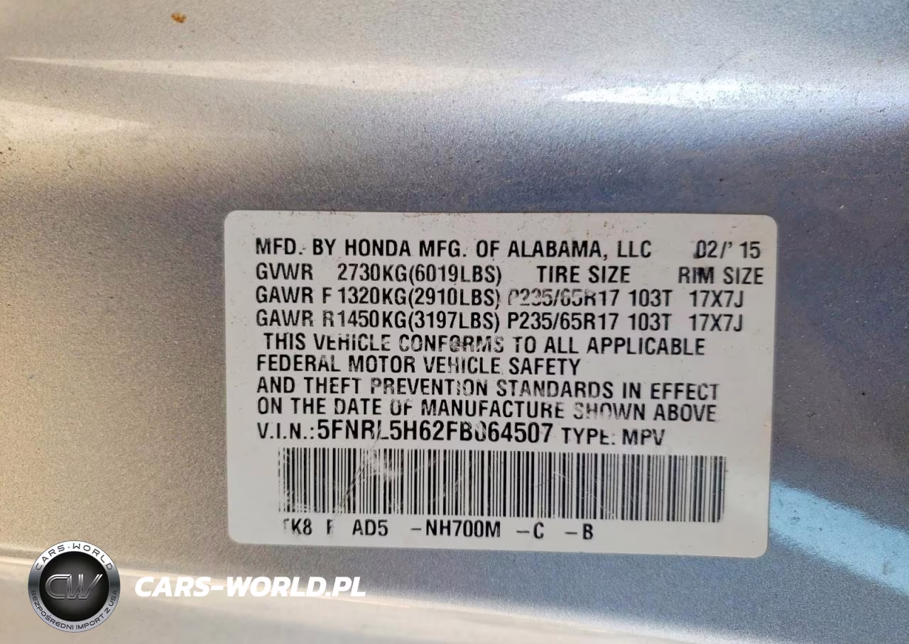2015 Honda Odyssey VIN:5FNRL5H62FB064507 - 13