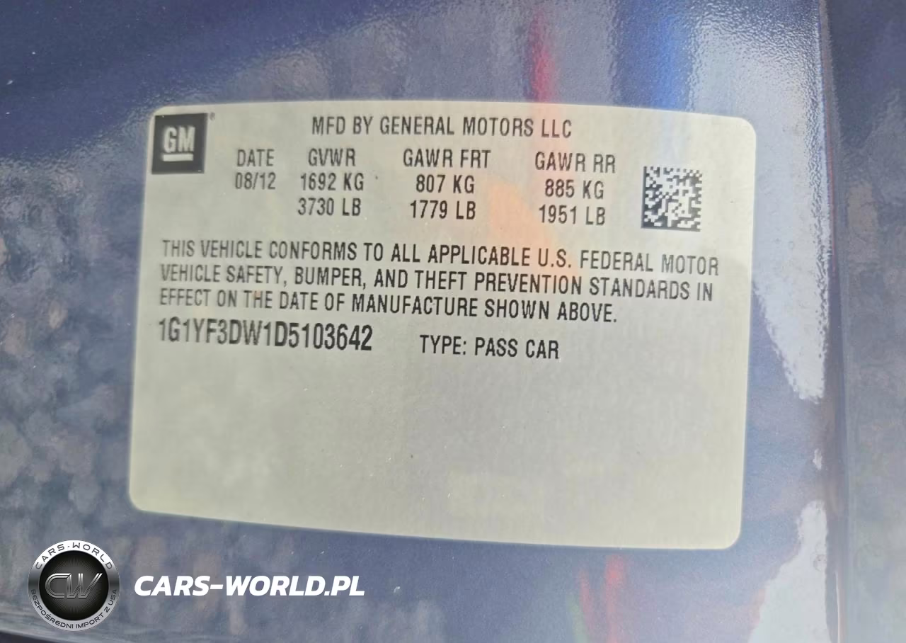 2013 Chevrolet Corvette VIN:1G1YF3DW1D5103642 - 12
