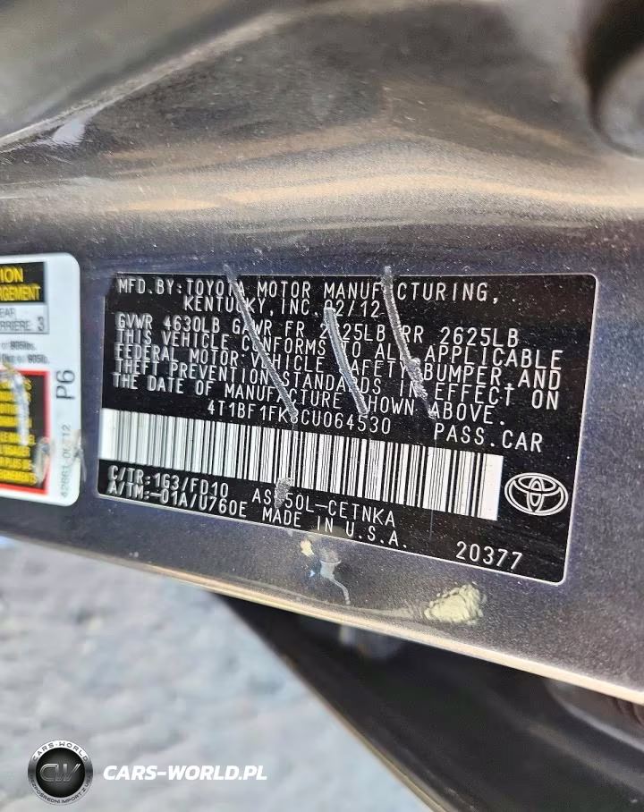2012 Toyota Camry Le VIN:4T1BF1FK8CU064530 - 12