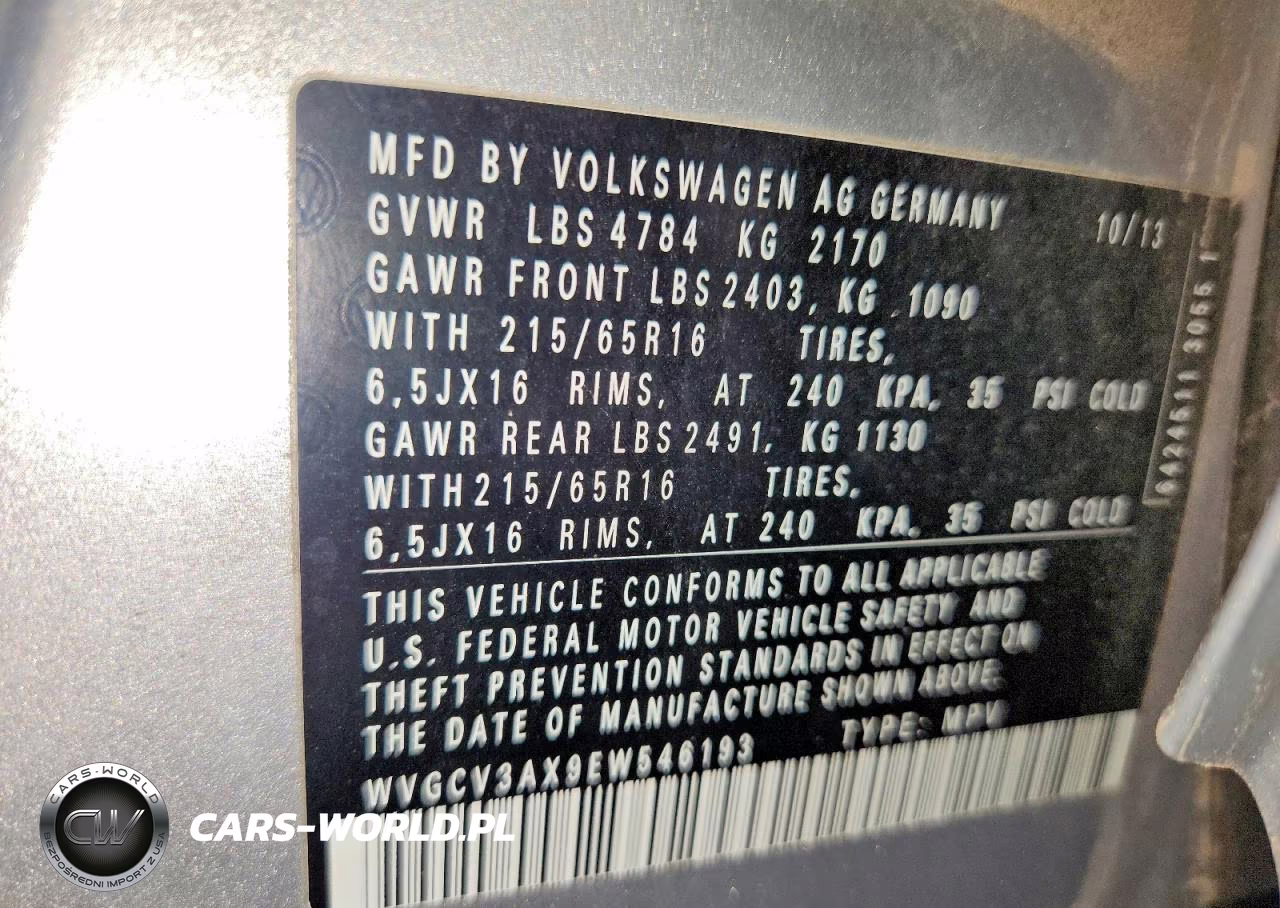 2014 Volkswagen Tiguan S VIN:WVGCV3AX9EW546193 - 13
