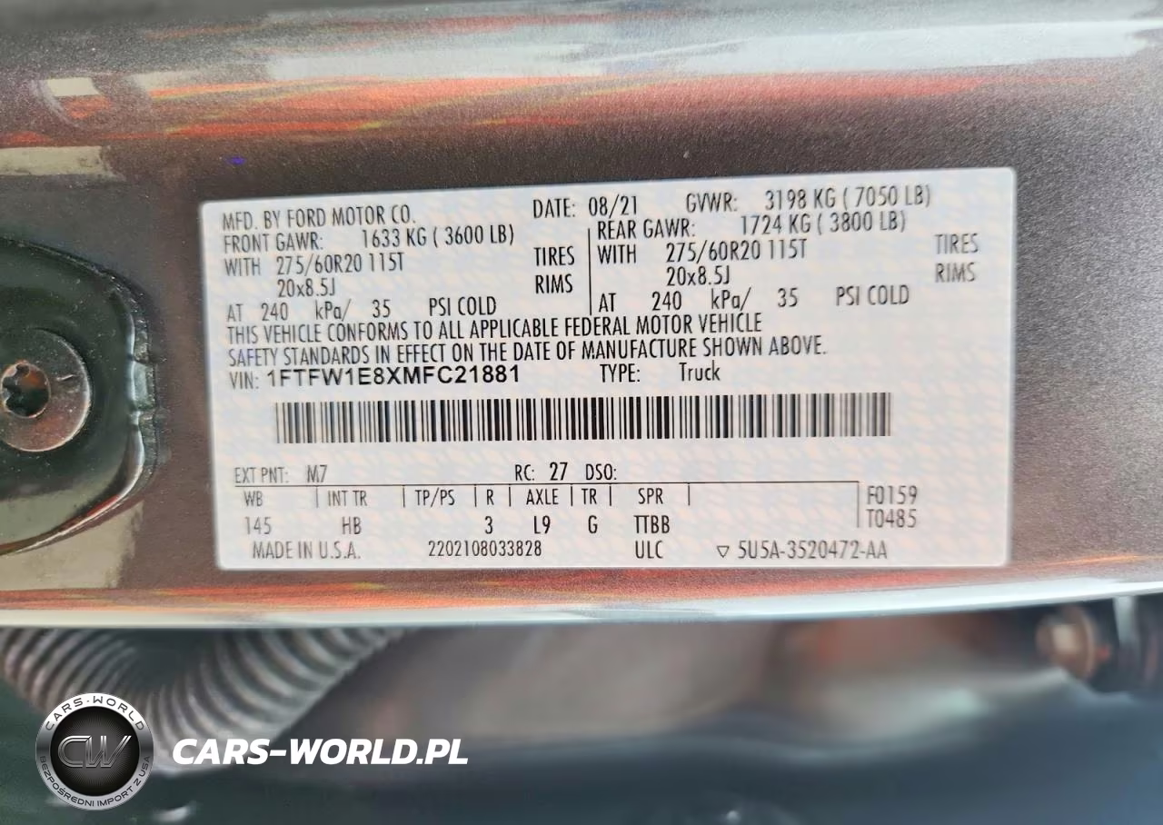 2021 Ford F150 Supercrew VIN:1FTFW1E8XMFC21881 - 13