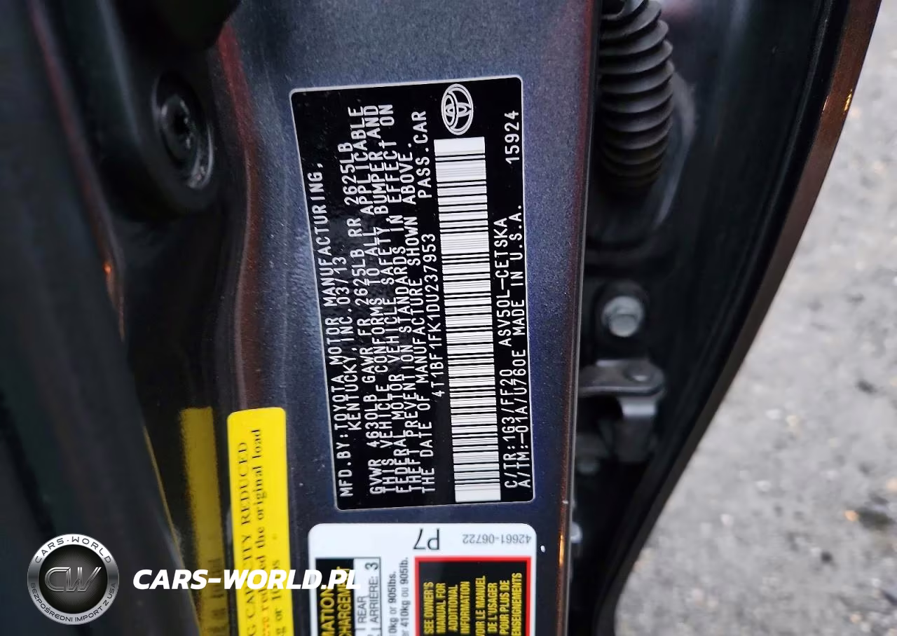 2013 Toyota Camry Se VIN:4T1BF1FK1DU237953 - 12
