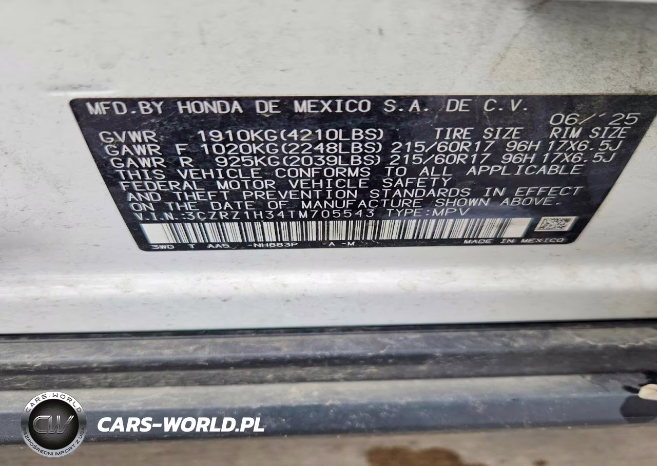 2026 Honda Hr-V Lx VIN:3CZRZ1H34TM705543 - 14