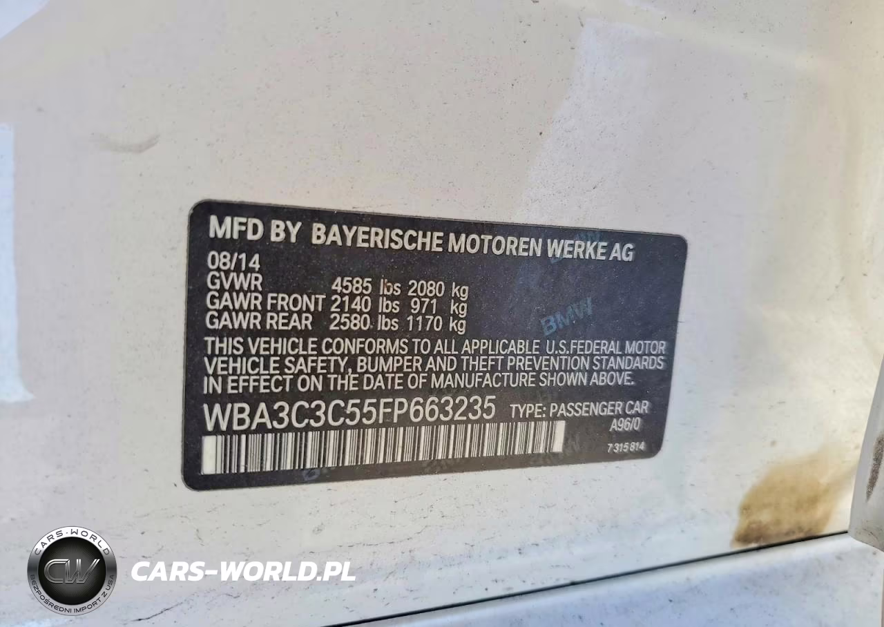 2015 BMW 320 I xDrive VIN:WBA3C3C55FP663235 - 12