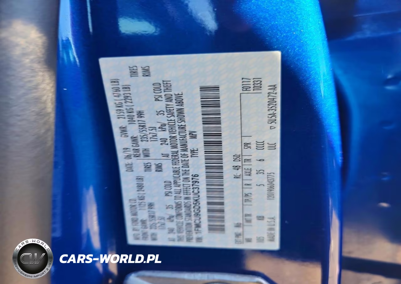 2019 Ford Escape Se VIN:1FMCU9GD5KUC37976 - 12