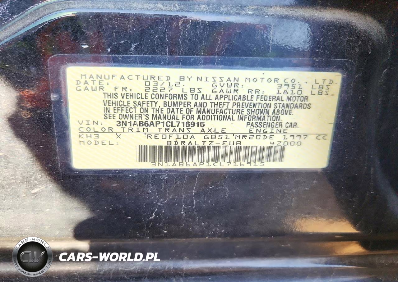 2012 Nissan Sentra 2.0 VIN:3N1AB6AP1CL716915 - 13