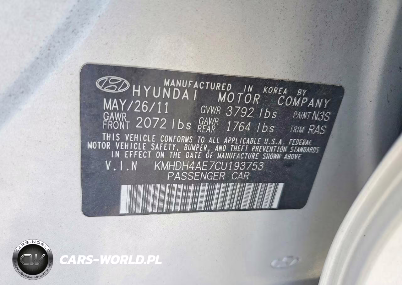 2012 Hyundai Elantra Limited VIN:KMHDH4AE7CU193753 - 12
