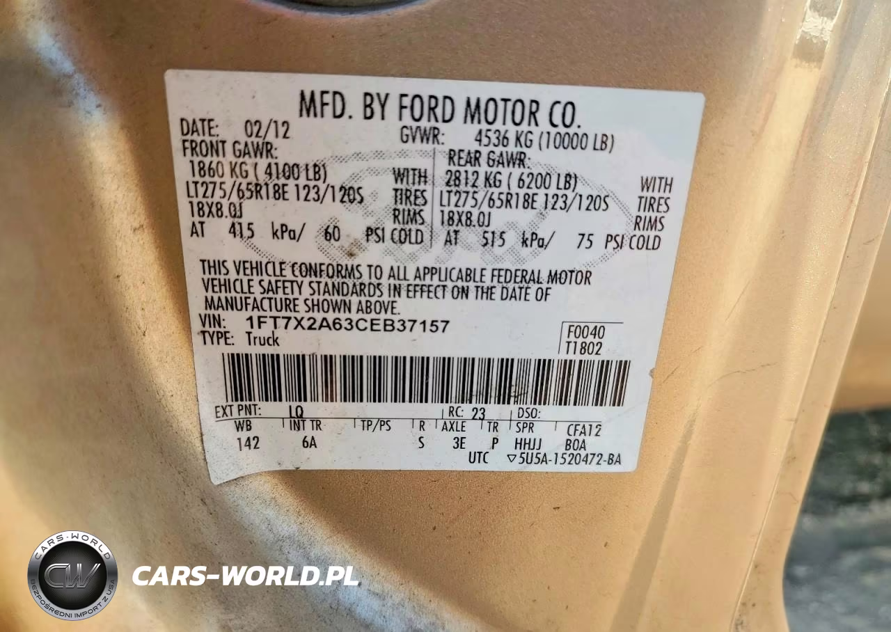 2012 Ford F250 Super Duty VIN:1FT7X2A63CEB37157 - 12