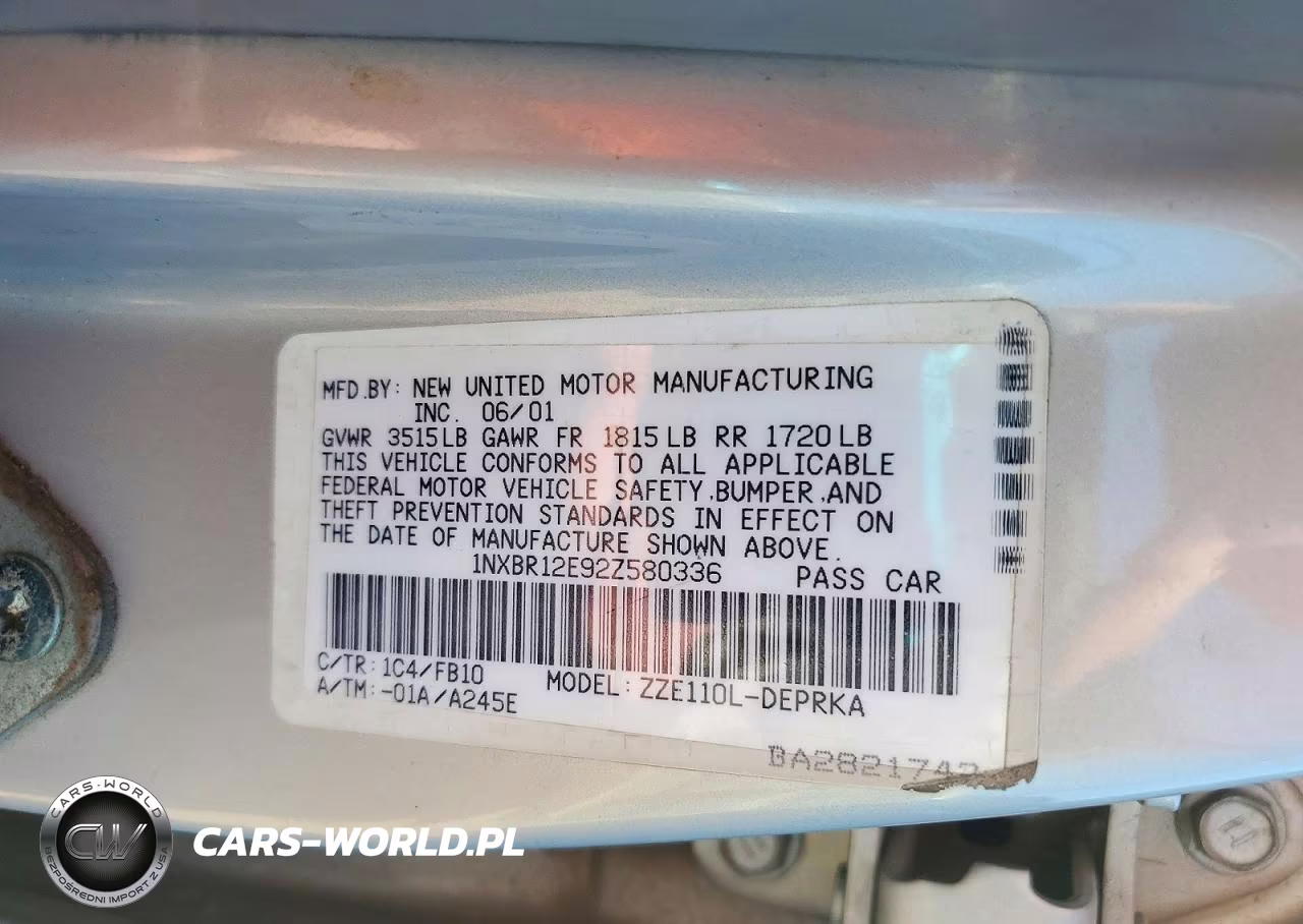 2002 Toyota Corolla Ce VIN:1NXBR12E92Z580336 - 12