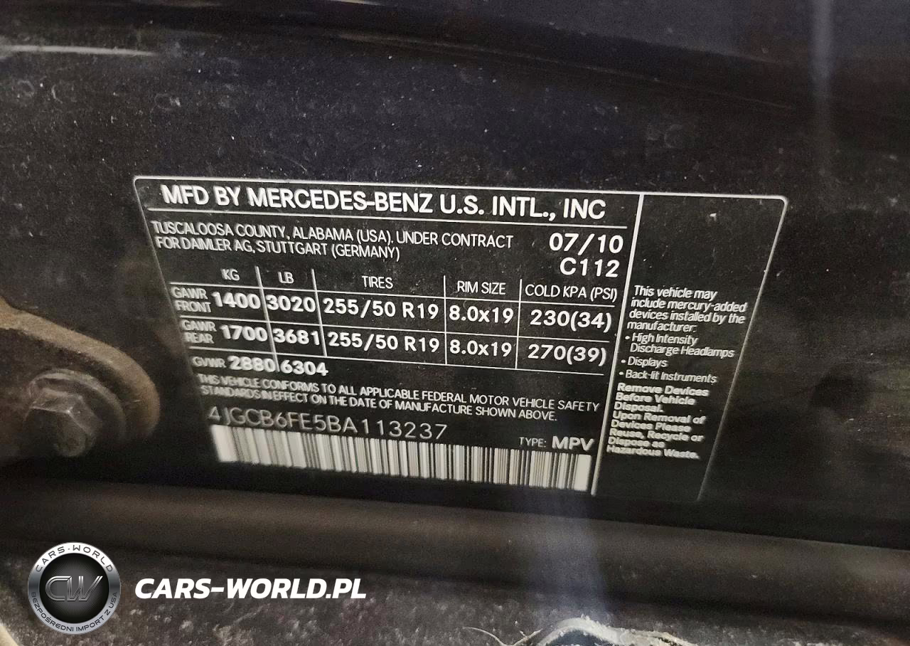 2011 Mercedes-Benz R 350 4Matic VIN:4JGCB6FE5BA113237 - 13