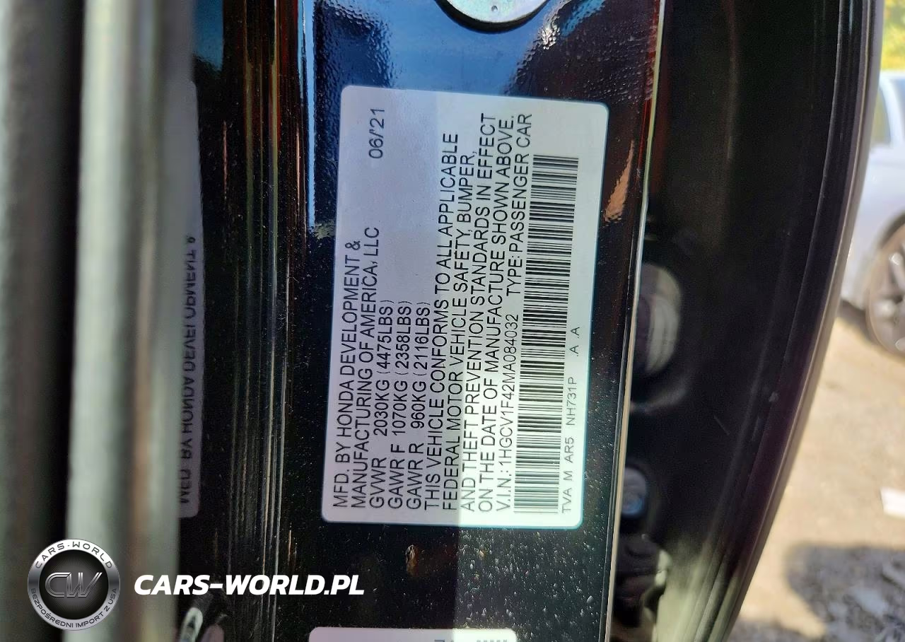 2021 Honda Accord Sport Se VIN:1HGCV1F42MA084032 - 12