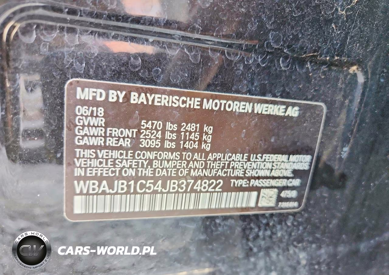2018 BMW 530Xe VIN:WBAJB1C54JB374822 - 12