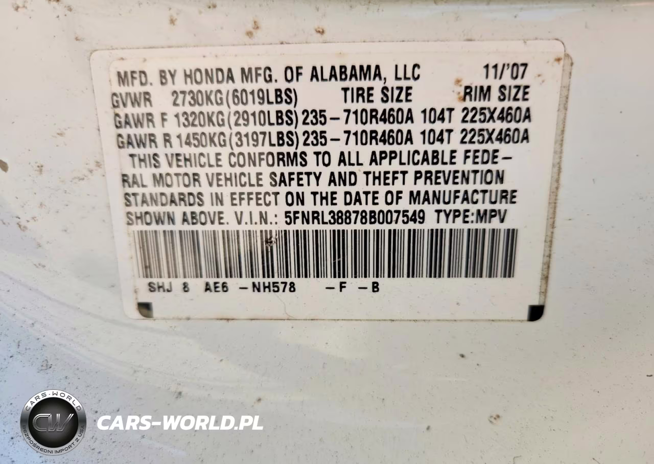 2008 Honda Odyssey Touring VIN:5FNRL38878B007549 - 13