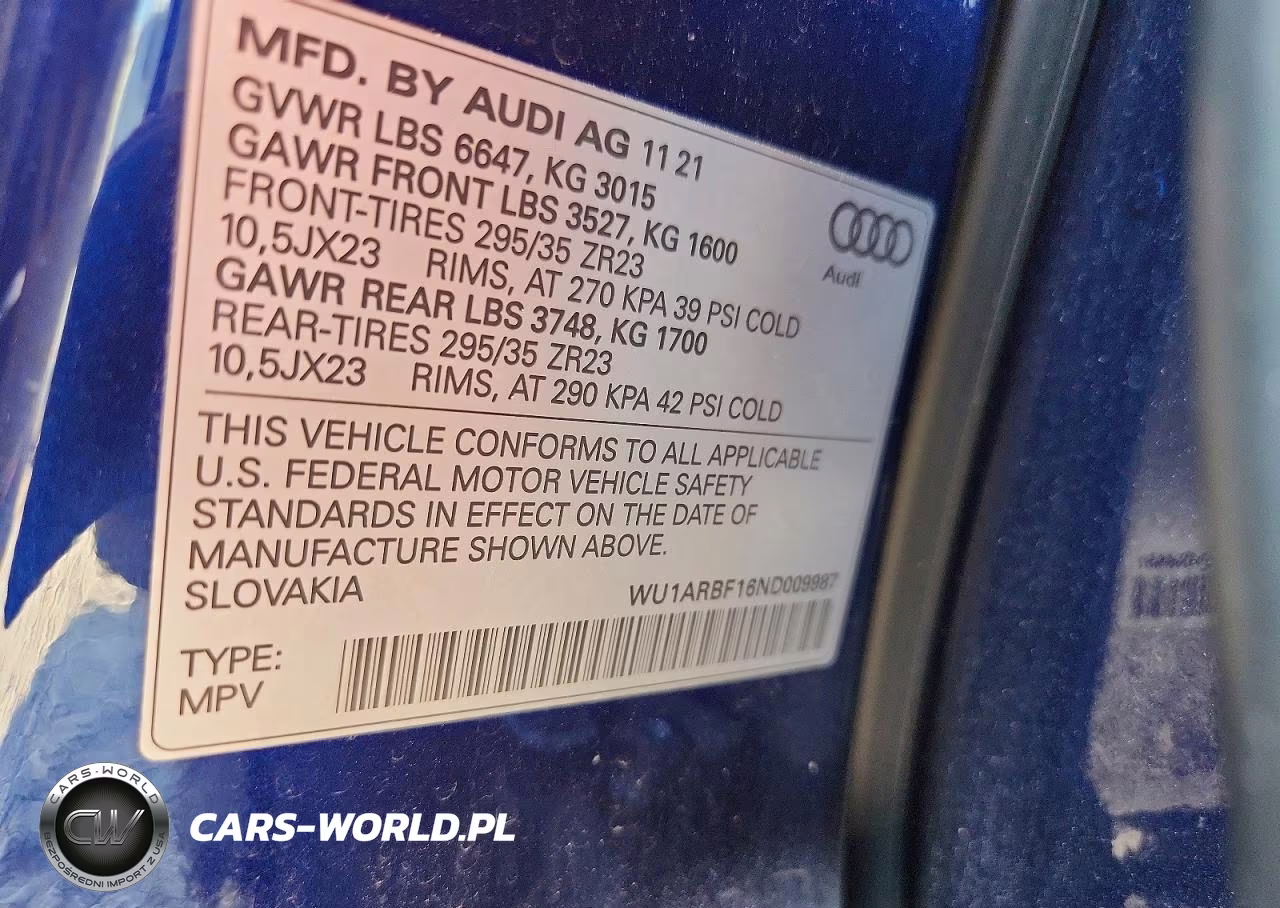 2022 Audi Rs Q8 VIN:WU1ARBF16ND009987 - 12