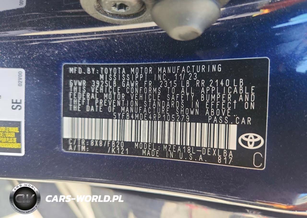 2024 Toyota Corolla Le VIN:5YFB4MDE4RP105279 - 12