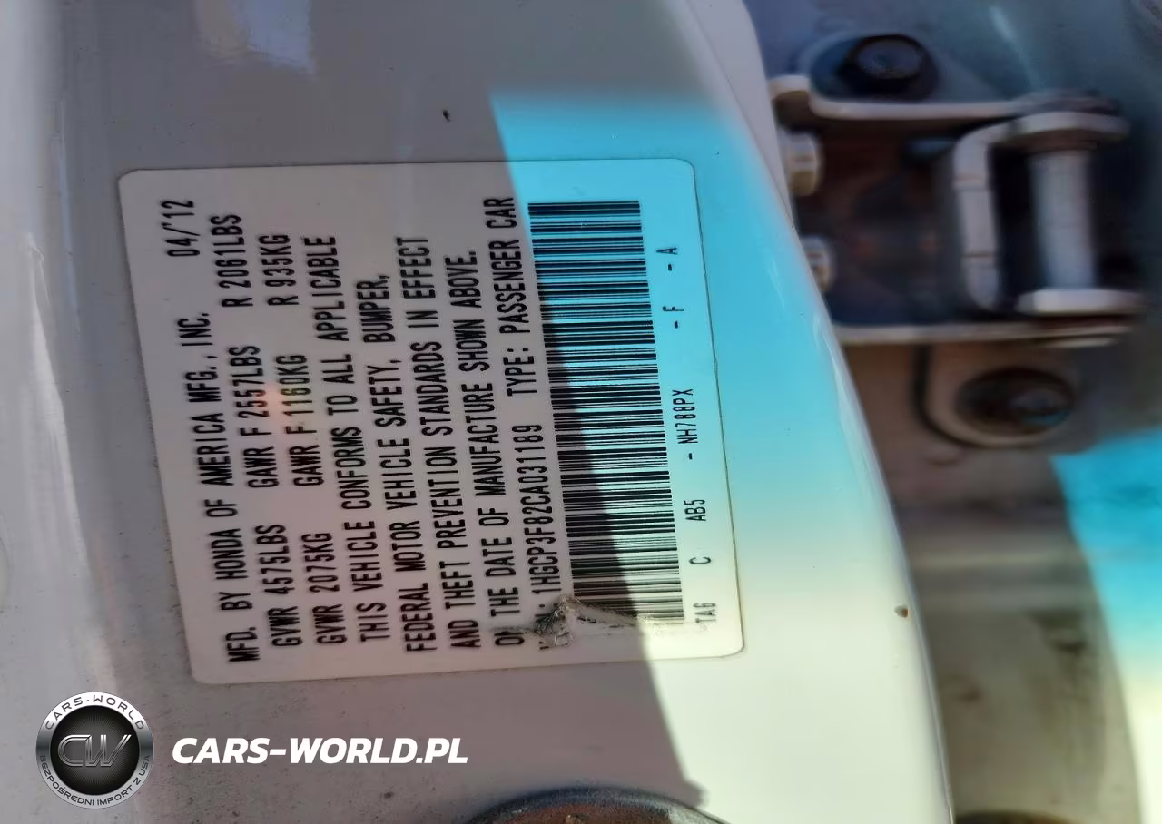 2012 Honda Accord Exl VIN:1HGCP3F82CA031189 - 13