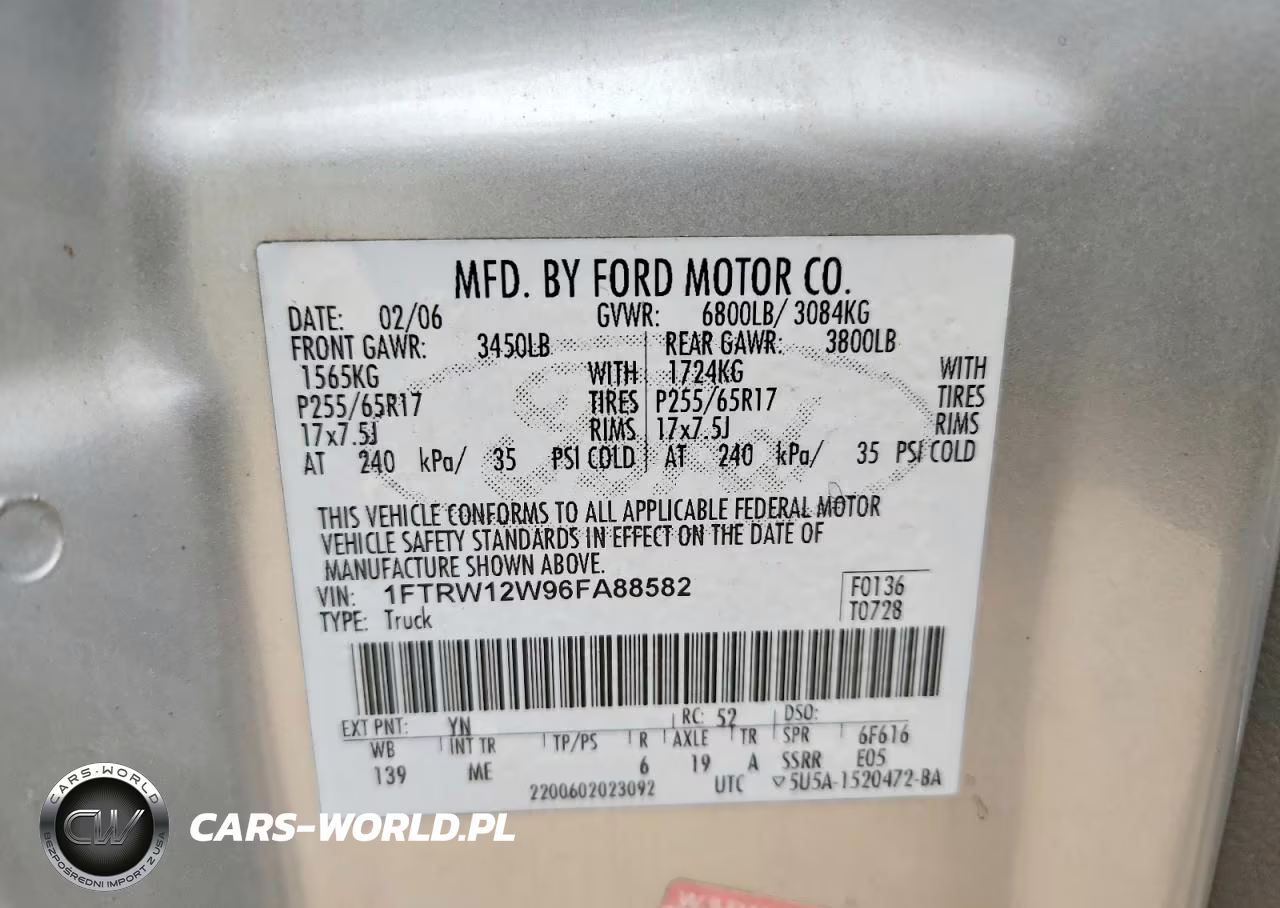 2006 Ford F150 Supercrew VIN:1FTRW12W96FA88582 - 12