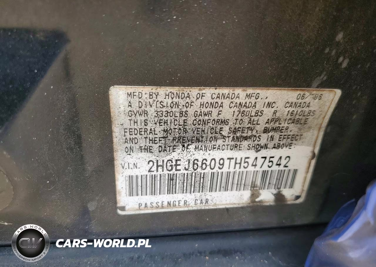 1996 Honda Civic Lx VIN:2HGEJ6609TH547542 - 12