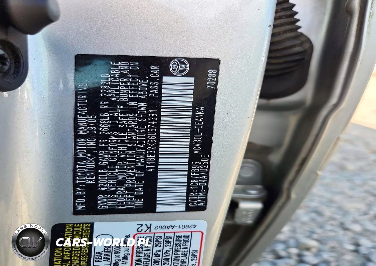 2006 Toyota Camry Le VIN:4T1BE32K96U674381 - 12