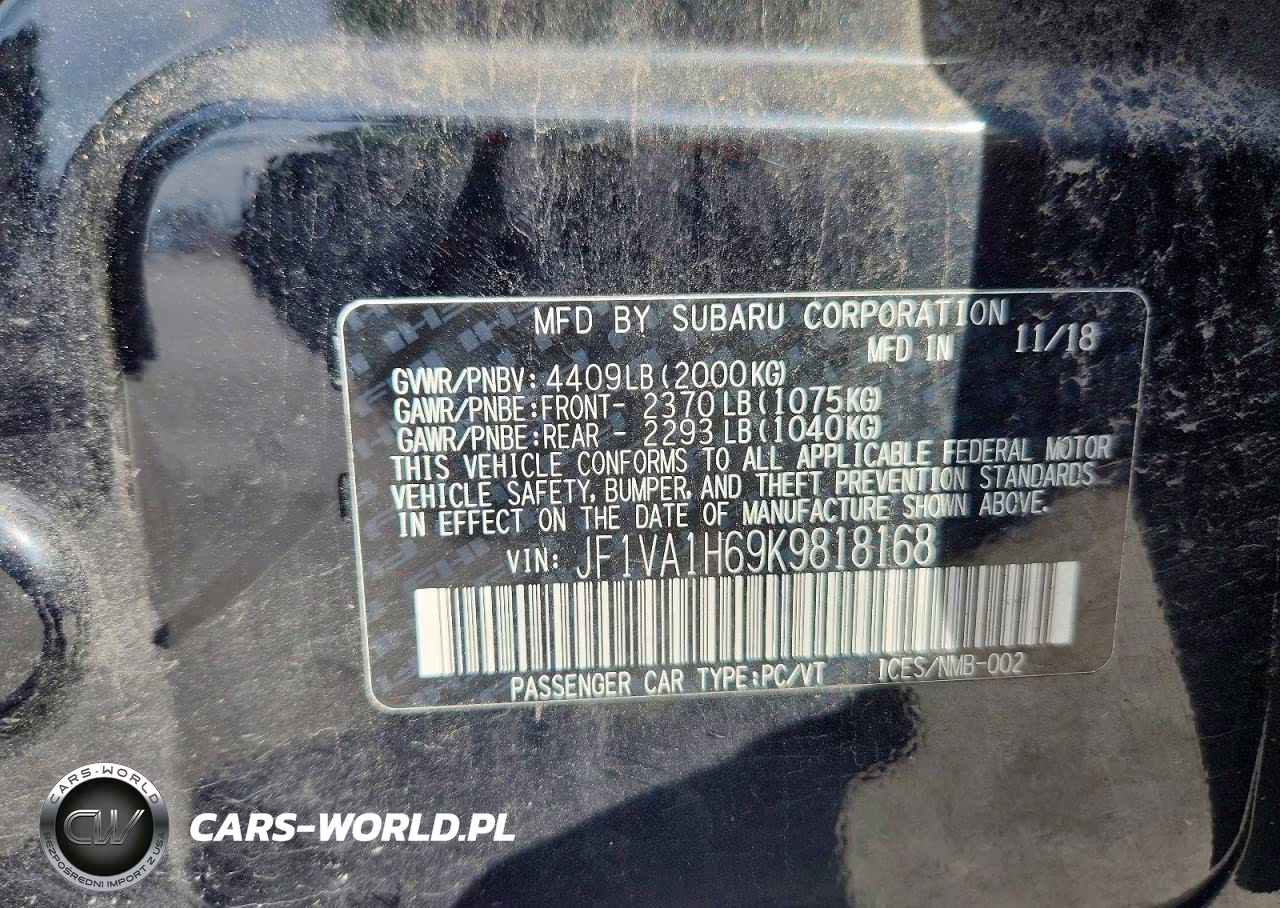 2019 Subaru Wrx Limited VIN:JF1VA1H69K9818168 - 12