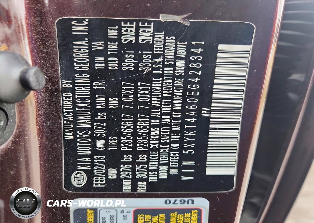 2014 Kia Sorento Lx VIN:5XYKT4A60EG428341 - 13