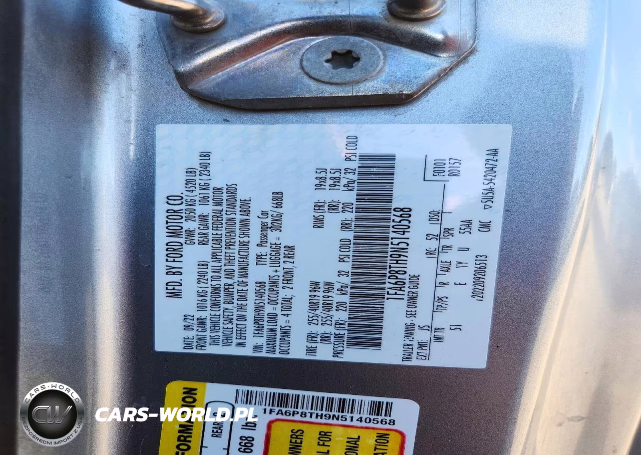 2022 Ford Mustang VIN:1FA6P8TH9N5140568 - 12