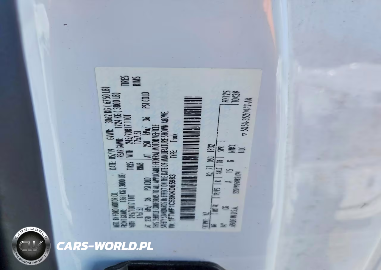 2019 Ford F150 VIN:1FTMF1C58KKD65983 - 12
