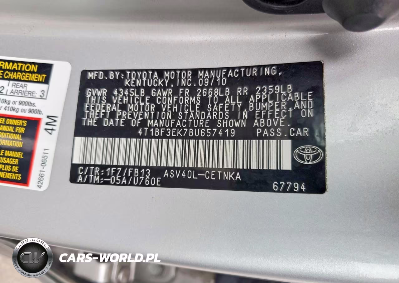 2011 Toyota Camry Le VIN:4T1BF3EK7BU657419 - 12