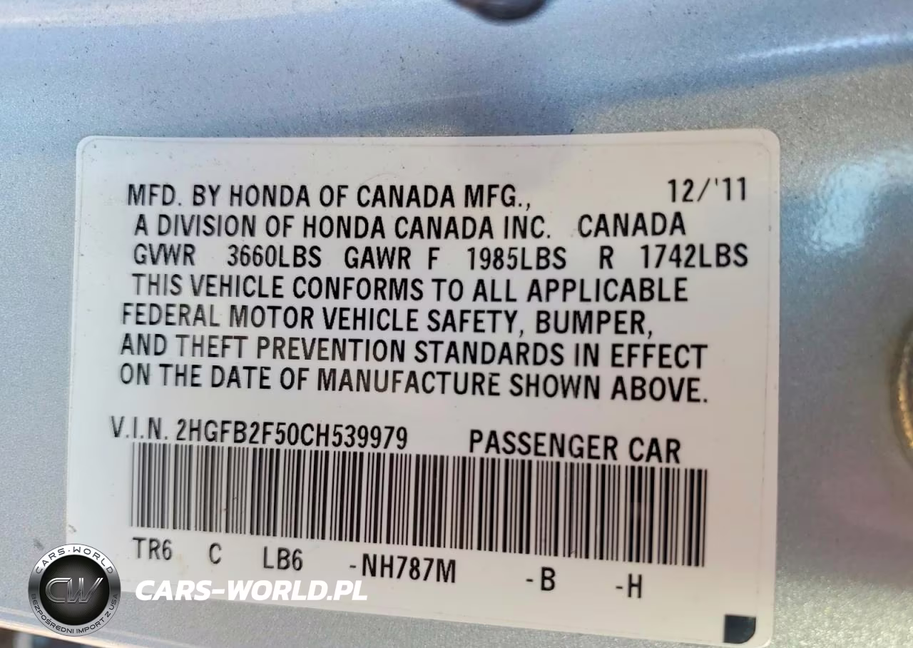 2012 Honda Civic Lx VIN:2HGFB2F50CH539979 - 13