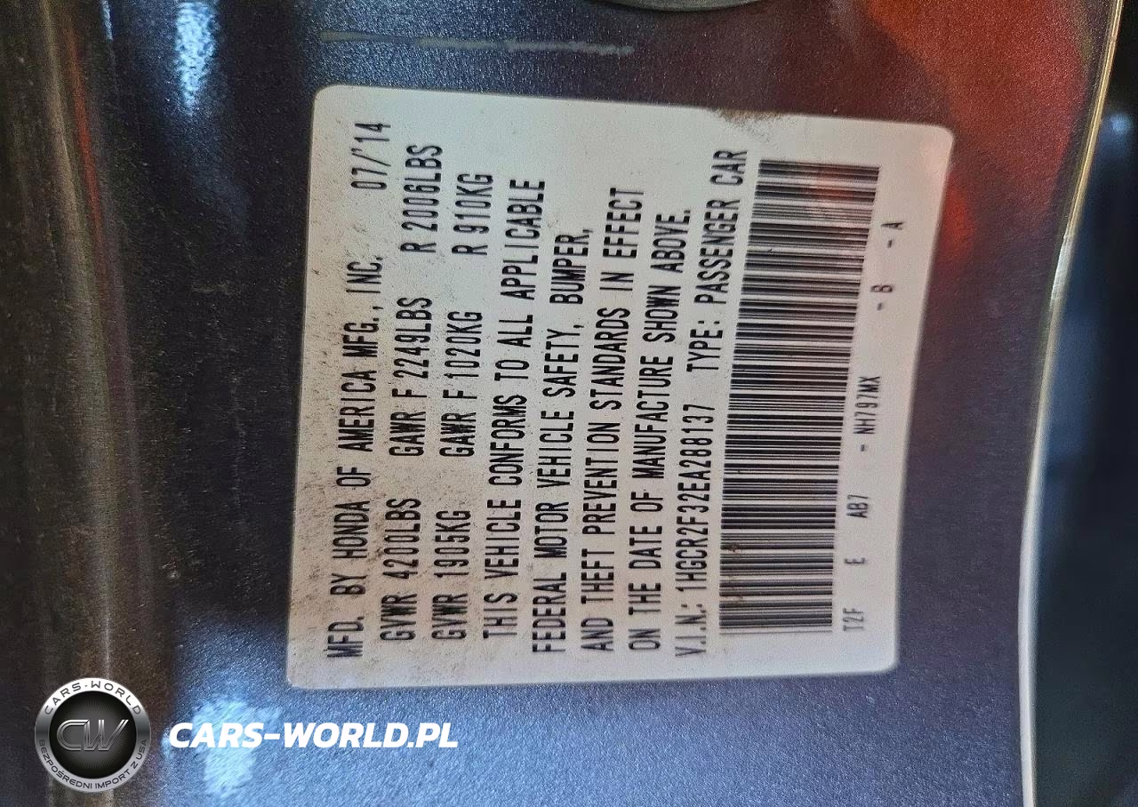 2014 Honda Accord Lx VIN:1HGCR2F32EA288137 - 12