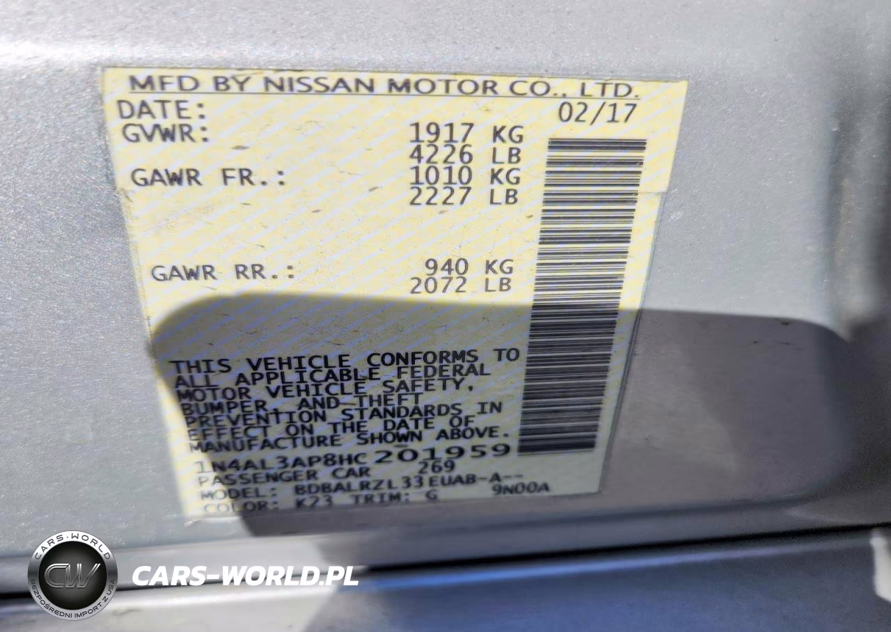 2017 Nissan Altima 2.5 Sl VIN:1N4AL3AP8HC201959 - 13